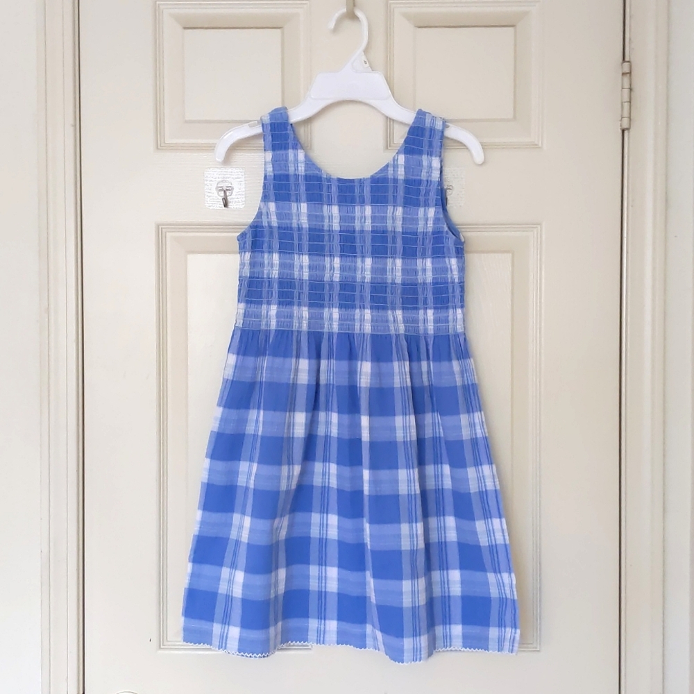 NWOT. GAP 100% Cotton Seersucker Multi Color Plaid Elastic Top Sleeveless Dress.